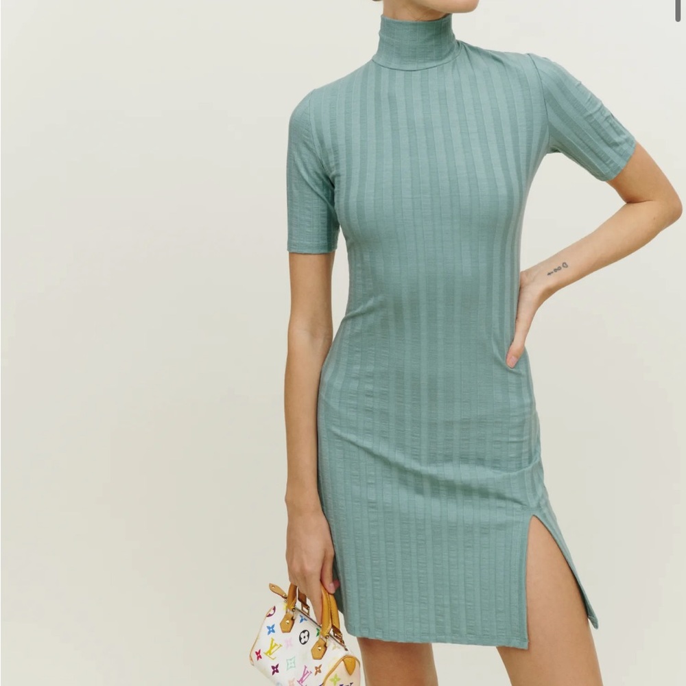 Reformation Zia Knit Dress in Robin’s Egg Size M - Picture 2 of 5